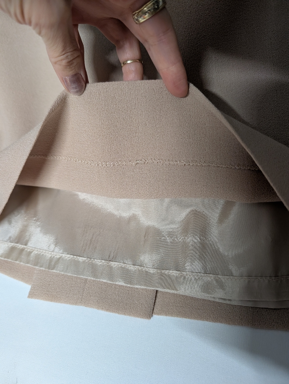 Cream and Taupe Pencil Skirt Bat Wing Dress Classic Vintage Handmade Classic - Picture 13 of 15